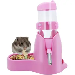 GENERICO - DISPENSADOR 2 EN 1 BEBEDERO Y COMEDERO PARA HAMSTER ROSADO