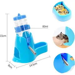 GENERICO - DISPENSADOR 2 EN 1 BEBEDERO Y COMEDERO PARA HAMSTER CELESTE