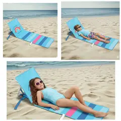 ORANGE - COLCHONETA PLEGABLE`PLAYA NIÑOS DE POLIESTER AZUL CIELO 110CM