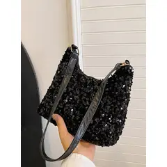 KAST PE - Bolso glitter Rubi Cartera de Fiesta con Lentejuelas - Negro