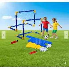 GENERICO - ARCO DE FÚTBOL ARMABLE RESISTENTE PARA NIÑOS CON RED + PELOTA + INFLADOR