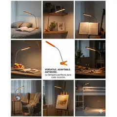 ORANGE - LÁMPARA DE ESCRITORIO LED 6W CON PINZA COLOR NARANJA MARCA HOME