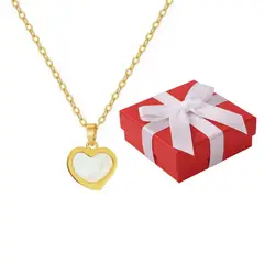 GENERICO - Collar Mujer Corazón Nácar Regalo Mamá Novia Acero Dorado