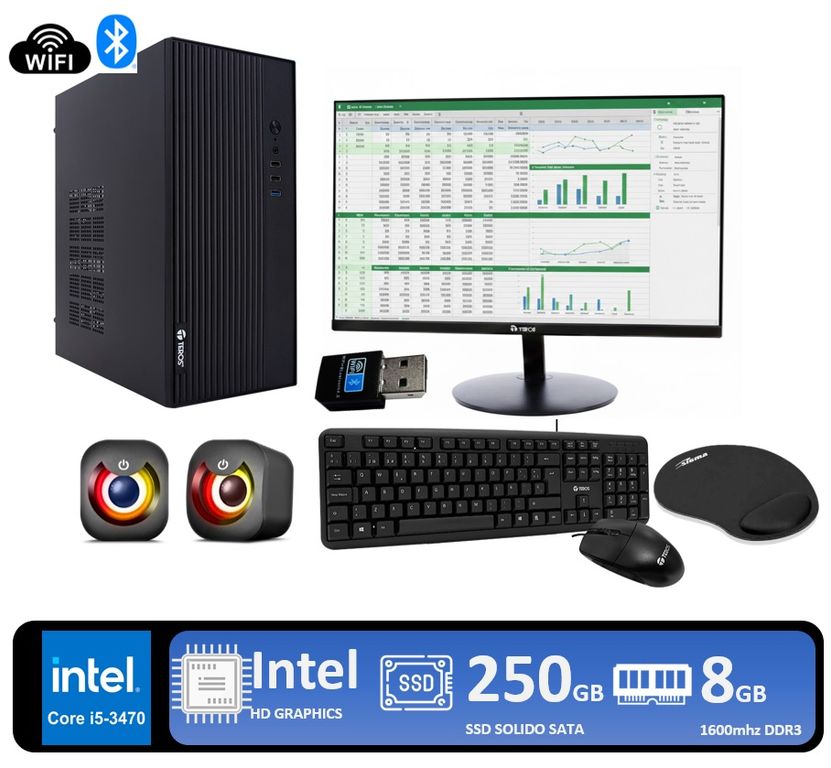 Computadora Pc Core I5 3470 Ram 8gb Ssd 250gb Monitor 22 FULL HD
