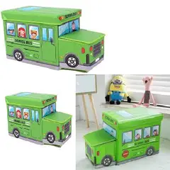 GENERICO - Caja Puff Organizador con Tapa de Juguetes para Niños verde