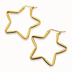 VANDRALA - ARETE DE PLATA ARGOLLA ESTRELLA MEDIANA ENCHAPADA EN ORO