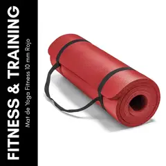 GENERICO - Mat de Yoga Fitness 10 mm Rojo