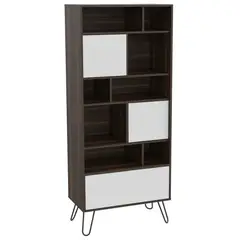 FMFURNITURE - Biblioteca 3 Puertas Fm-004U - Café Oscuro