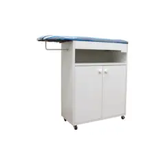 MUEBLES MACRUMO - MUEBLE PLANCHADOR MOVIBLE CON PORTACAMISAS BLANCO