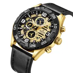 NAVIFORCE - Reloj NF8043 Analogo Correa Cuero para Caballero Gold