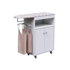 MUEBLES MACRUMO - MUEBLE PLANCHADOR MOVIBLE CON PORTACAMISAS - COLOR BLANCO