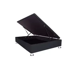 MUEBLES MACRUMO - Box Espacio Tarima reforzado 2 Plazas + Tela ALPHA (Color Negro)