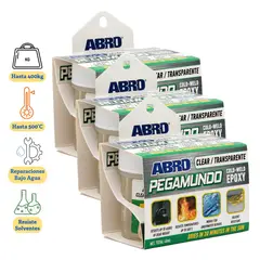 ABRO - Pegamento Epóxico PegaMundo Transparente 40mL Pack x 3