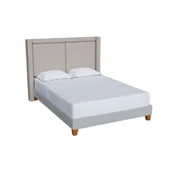 MUEBLES MACRUMO - Cama tapizada Zairon Gris Claro King