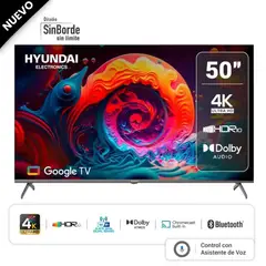 HYUNDAI - Televisor 50 Pulg HYLED5024G 4K UHD GOOGLE TV