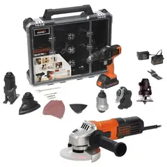 BLACK+DECKER - Taladro Atornillador 3/8″ + Esmeril Angular 4 1/2″ 650W