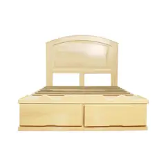 MUEBLES MACRUMO - Cama con Sabanera Ovalada con Panel entero - acabado natural - 2plz