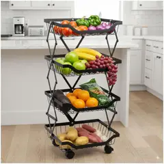GENERICO - Carrito Organizador de Cocina Multiusos de Metal 4 Niveles con Ruedas