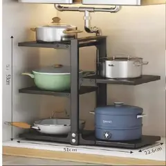 GENERICO - Organizador de Ollas Multifuncional Ajustable Metálico y Ahorra Espacio en tu Cocina