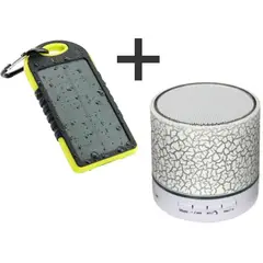 GENERICO - Bateria portatil solar 12000 mah + parlante bluetooth led luces