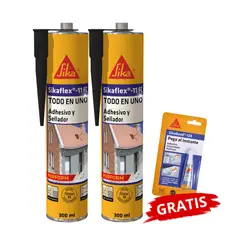 SIKA - Pack2 Adhesivo y Sellante Sikaflex-11 FC Purform Negro x300 ml Gratis Sikabond 123