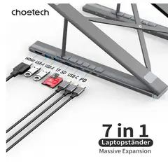 GENERICO - Soporte para Laptop HUB-M48 7 en 1 HDMI, USB-A, USB-C, microSD