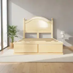 MUEBLES MACRUMO - Cama con Sabanera Torneada Patas 3x3 - acabado natural -2plz