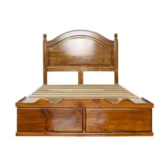 MUEBLES MACRUMO - Cama con Sabanera Torneada Patas 3x3 - acabado miel -15plz