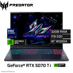 ACER - Laptop Predator Helios Neo 16S AI OLED Core Ultra 9 275HX, RTX 5070 TI 12GB, 32GB RAM, 1TB SSD