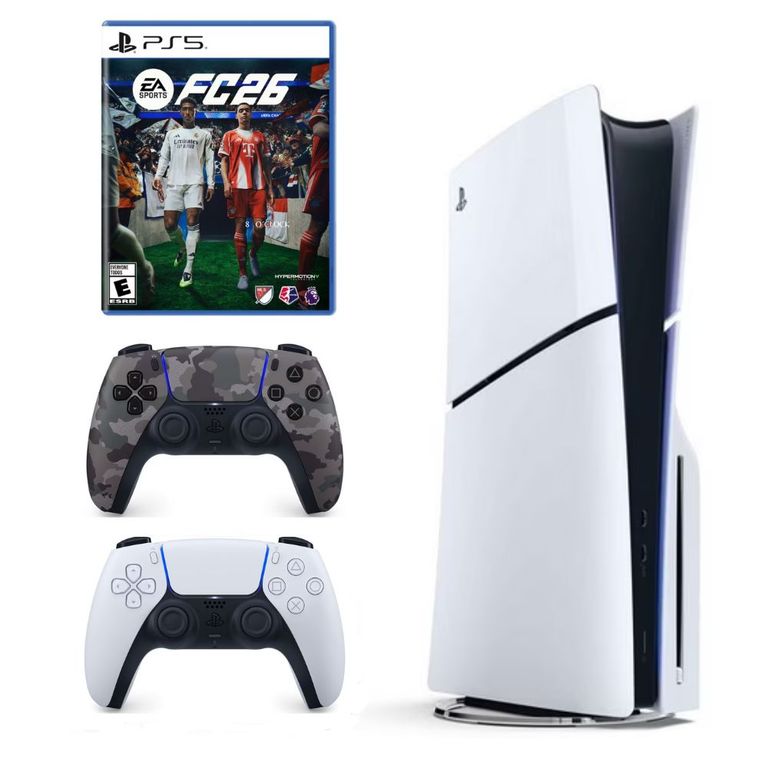Consola PlayStation 5 Slim lector de discos + Mando Camuflado + FC 26