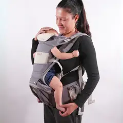 LA SONAJA - CARGADOR CON ASIENTO CANGURO BEBÉ GRIS 9 EN 1