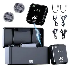 OEM - Micrófono Solapero Inalámbrico Sx63 Profesional Dual 4 en1