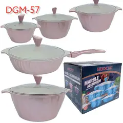 OEM - Juego Set de 5 Ollas HOUCHU de Cerámica Roca Volcánica y Aluminio