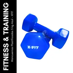 GENERICO - Mancuernas Plastificadas 5 kg Azul - XFIT