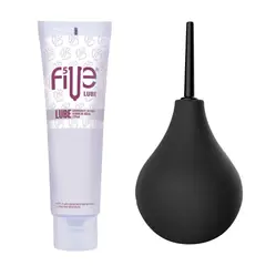 DR PINKY - Enema Anal 220ml Pera para Lavado Anal + Lubricante Five Base de Agua