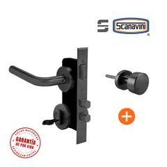 SCANAVINI - Cerradura de embutir principal 960L negro manilla IZQUIERDA
