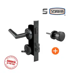 SCANAVINI - Cerradura de embutir principal 960R negro manilla DERECHA