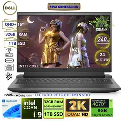 DELL - Laptop Gamer G16 16" QHD Intel Core i9-13900HX 32GB RAM 1TB SSD NVIDIA GEFORCE RTX4070-8GB G16-7630