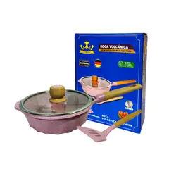 GENERICO - Sartén con Tapa 24cm SUPREMA Cerámico Antiadherente Rosado