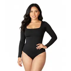 COLOMBIANA - BODY FAJA MODELADOR EFECTO LIPO MANGA LARGA CUELLO