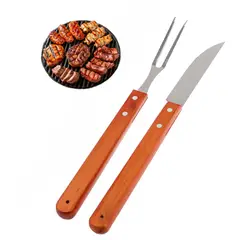 GENERICO - SET CUCHILLO Y TRINCHE PARRILLERO ASADO PARRILLA BBQ ALTA COCINA