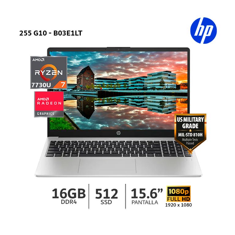 Laptop 255 G10 AMD Ryzen 7 7730U, 16Gb Ram, 512Gb SSD, 15.6"FHD - B03E1LT