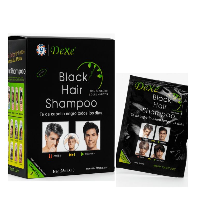 Shampoo black hair shampoo colorante para cabello caja x 10 unds