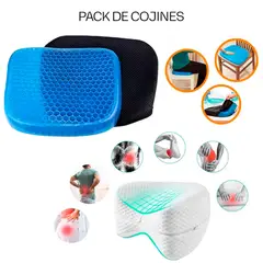 GENERICO - Asiento Cojín Gel Ortopédico + Almohada Ergonómica para Piernas