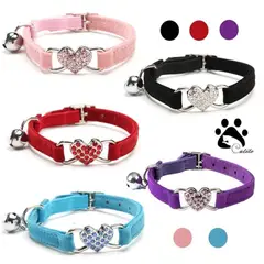 CATITO - COLLAR PARA GATO GAMUZA CON DIJE DE CORAZÓN NEGRO