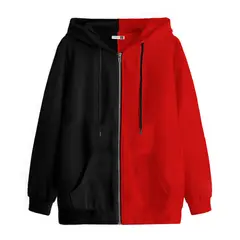 YANSUS - Polera Casaca Hombre Bicolor Rojo Negro