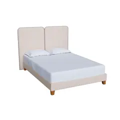 MUEBLES MACRUMO - Cama tapizada Oryen Beige Queen