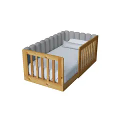 MUEBLES MACRUMO - Cama tapizada Kelar Gris Claro 15plz