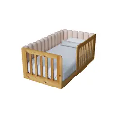 MUEBLES MACRUMO - Cama tapizada Kelar Beige 15plz