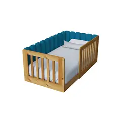 MUEBLES MACRUMO - Cama tapizada Kelar Azul 2plz